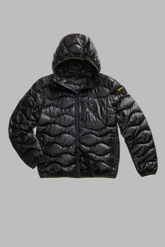Blauer piumino ad onde con cappuccio Wave 26WBLUC03064-006355 [6bd4be46]