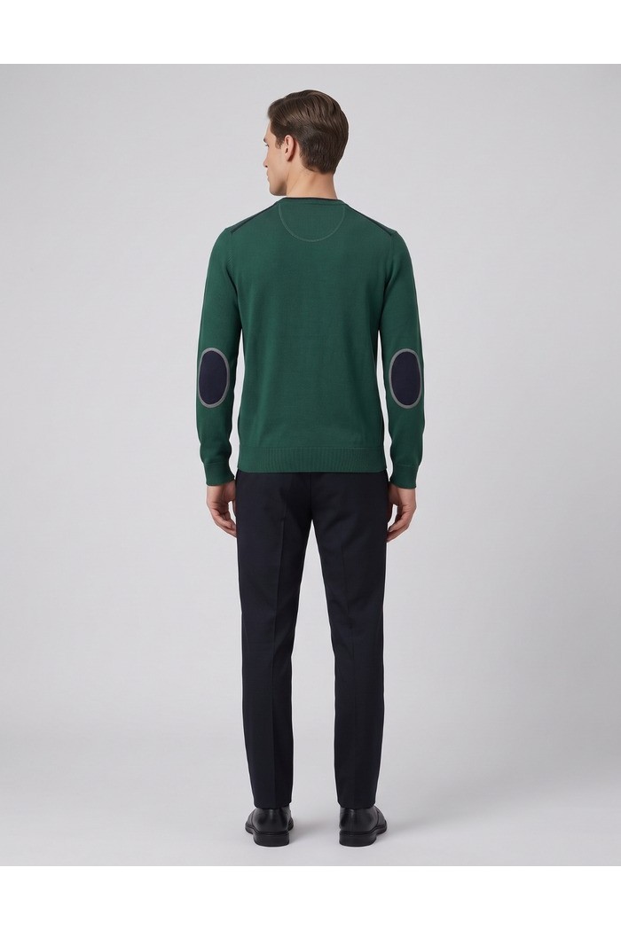 Markup maglia girocollo in misto viscosa con toppe MK20028 [550289e5]