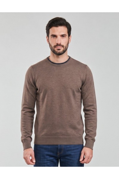 Markup maglia girocollo in misto viscosa con toppe MK20028 [d4fea72a]