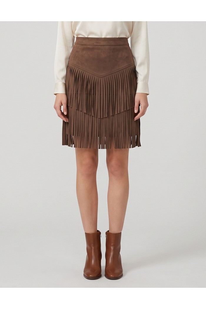 Dairesy gonna ecocamoscio con frange FW26DE0940 [7f6f948f]