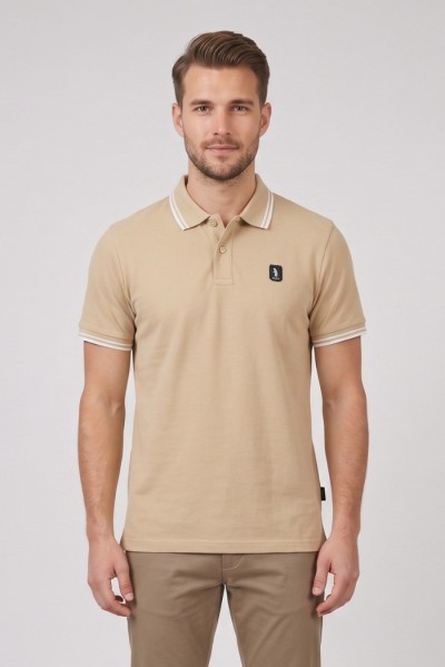 Refrigue polo in piquet stretch con dettagli a contrasto R5018M261 — 805219040079889_1