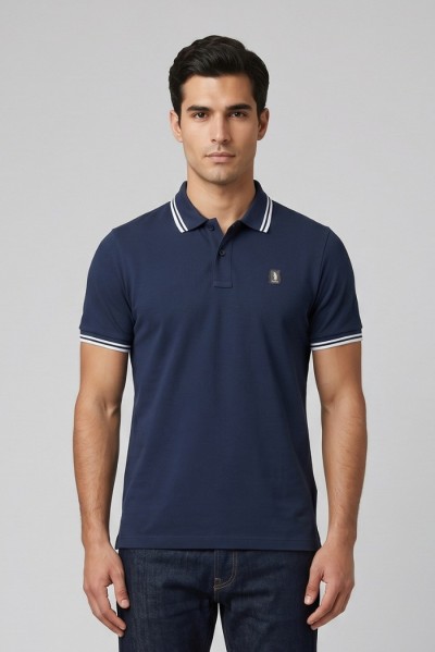Refrigue polo in piquet stretch con dettagli a contrasto R5018M261 — 805219040079889_3