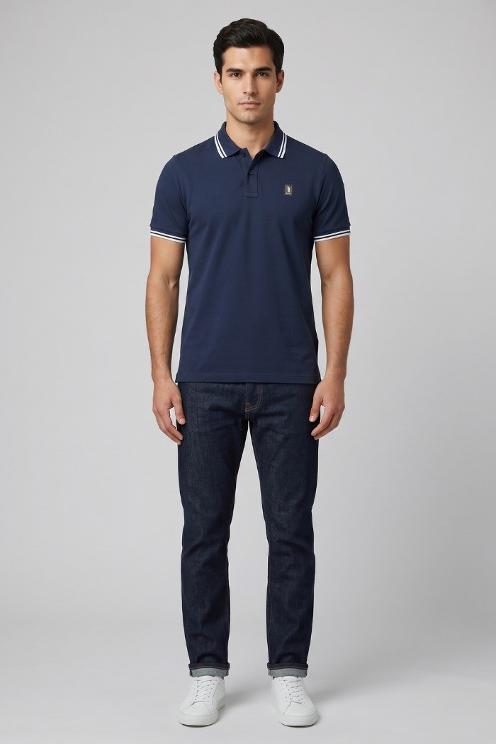 Refrigue polo in piquet stretch con dettagli a contrasto R5018M261 [c2a55ecb]