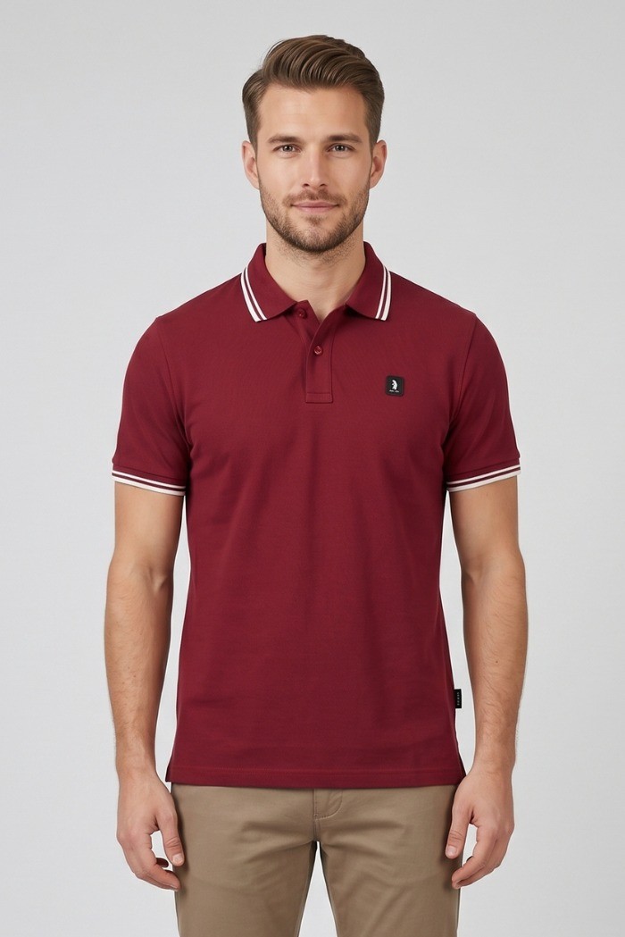 Refrigue polo in piquet stretch con dettagli a contrasto R5018M261 [256bb5c0]