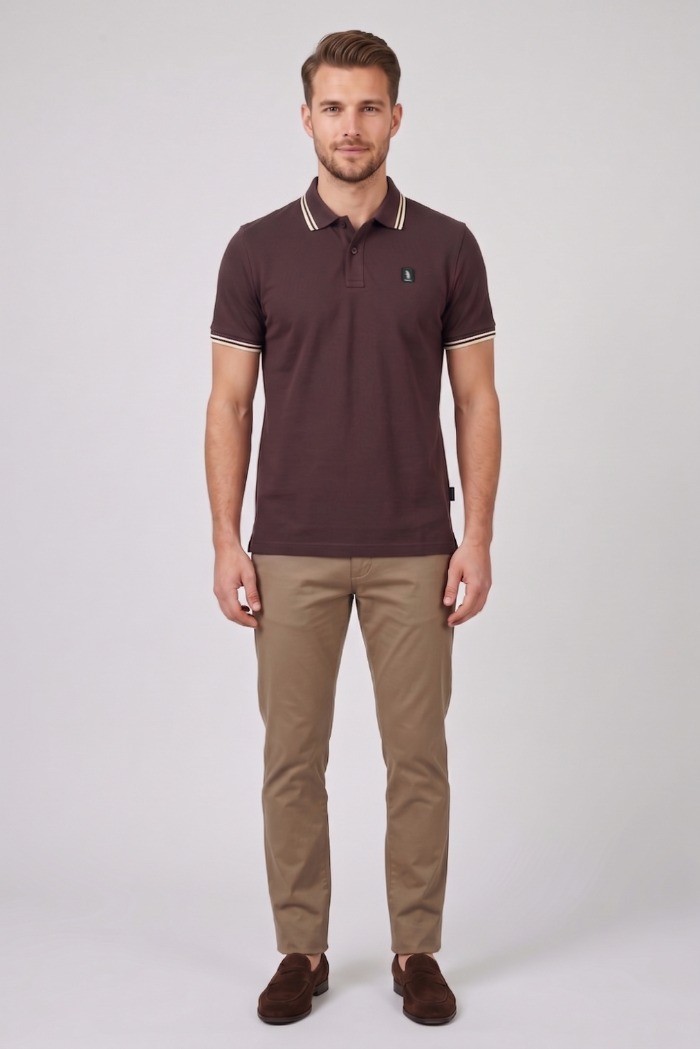 Refrigue polo in piquet stretch con dettagli a contrasto R5018M261 [00b94926]