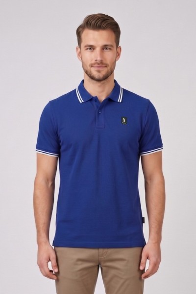 Refrigue polo in piquet stretch con dettagli a contrasto R5018M261 [ca717a01]