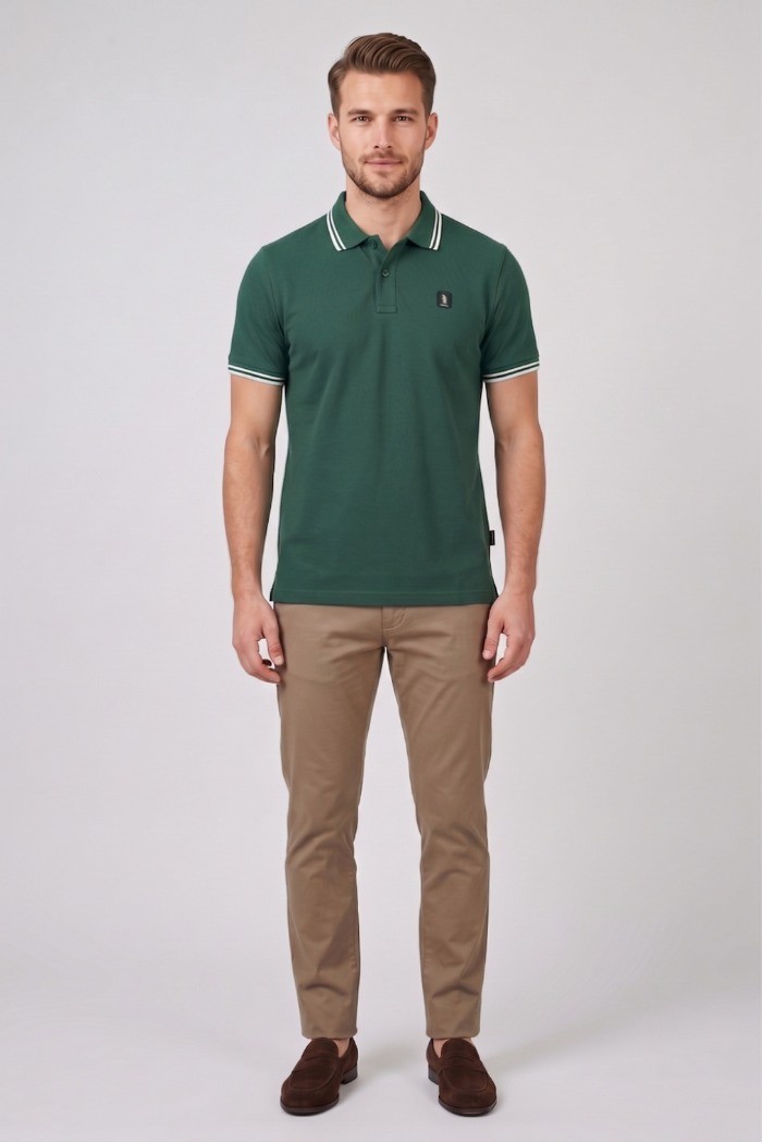Refrigue polo in piquet stretch con dettagli a contrasto R5018M261 [db0ca24f]