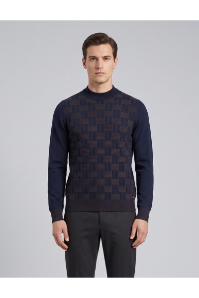 Markup maglia girocollo in cotone con intarsi a contrasto MK2900035 [741e785a]