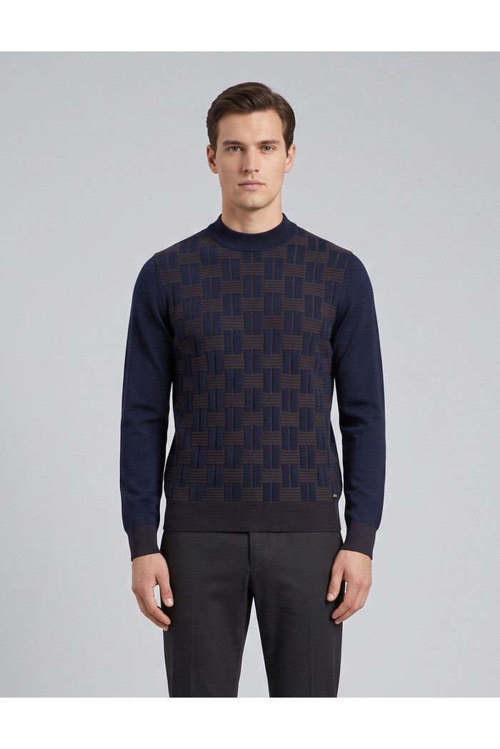 Markup maglia girocollo in cotone con intarsi a contrasto MK2900035 [741e785a]