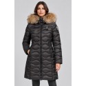 Blauer piumino lungo ad onde con pelliccia Lynel 26WBLDK03036-006047 [e1270383]