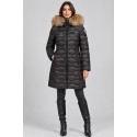 Blauer piumino lungo ad onde con pelliccia Lynel 26WBLDK03036-006047 [8a4cc694]