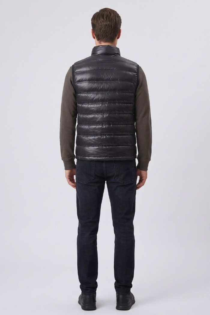 Blauer smanicato con collo alla coreana Atlantic 26WBLUX02220-007284 [400c6895]