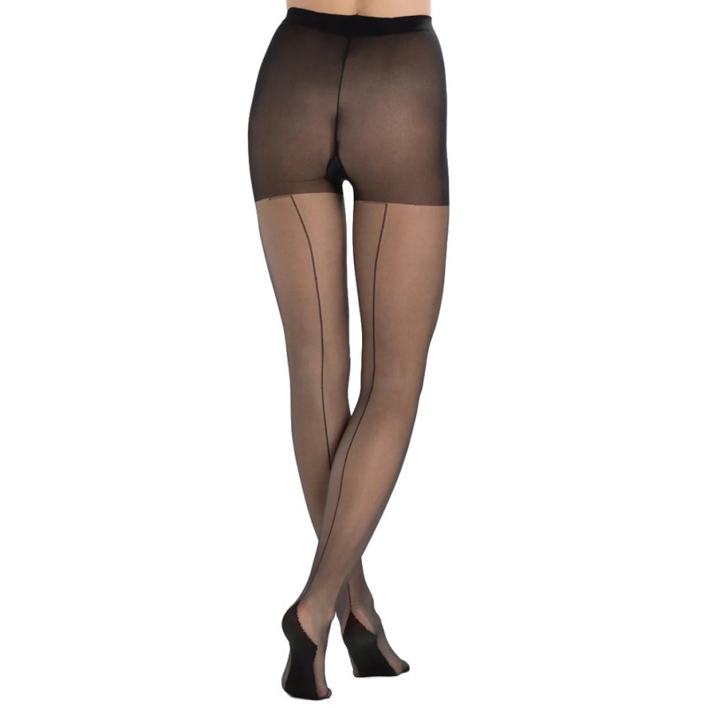 Collant vintage con riga nera