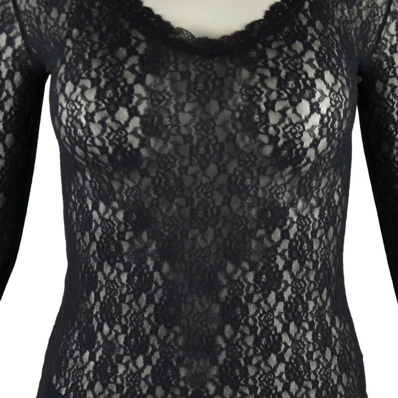 Maglia in pizzo elastico Dolche Amore Janira nero