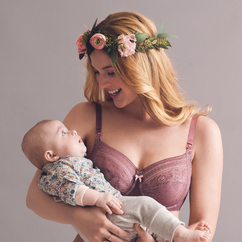 Reggiseno allattamento in pizzo rosa antico Anita