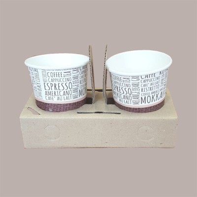 100 Pz Cestino Carta Avana 2 Fori Porta Cappuccino Asporto Speed [8cd2422b]