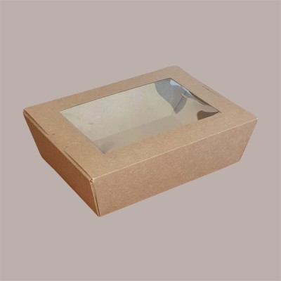 50 Box Alimenti Grande Asporto Carta Marrone Finestra 215x160H65 [14b48387]
