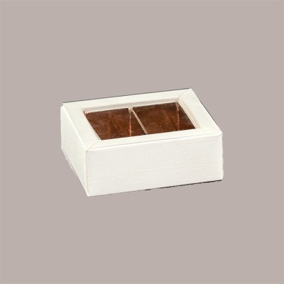 20 Scatola Porta Cioccolatini Quadretto Seta Bianco 60x50H30mm [292ce284]