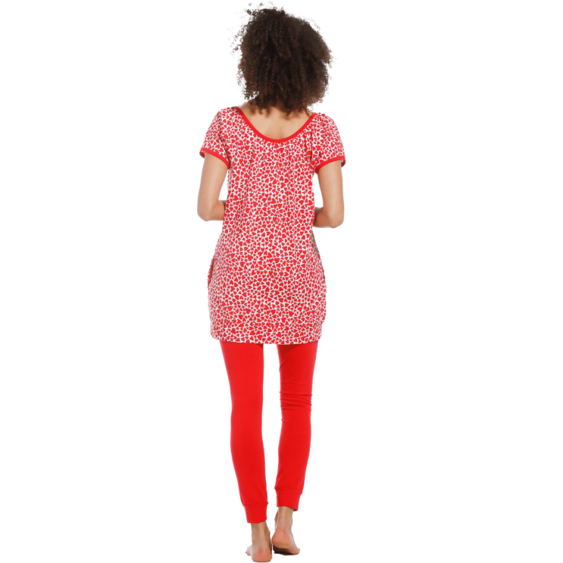 Pigiama con leggings cuori rossi Rebelle