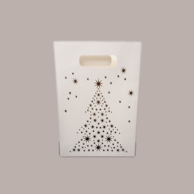 10 Pezzi Shoppers Carta Bianca Albero Natale Oro 16+8H23 [f8ad47ca]