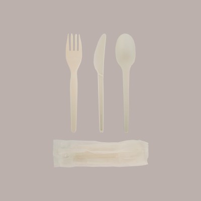 50 Pz Tris Posate Bio Eco Forchetta Coltello Cucchiaio Tovagliolo [d81b3f1f]
