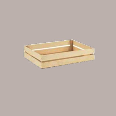 1 Pz Cassetta Legno Naturale Rettangolare Media Cesto 37x28H8 [82582a35]