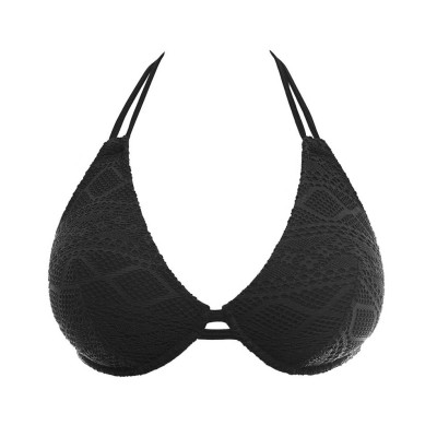 Costume a triangolo nera effetto uncinetto Freya