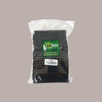 250 Pz Cannuccia Dritta PLA Bio Nera Eco Foro 8 mm H150mm [cfce9087]