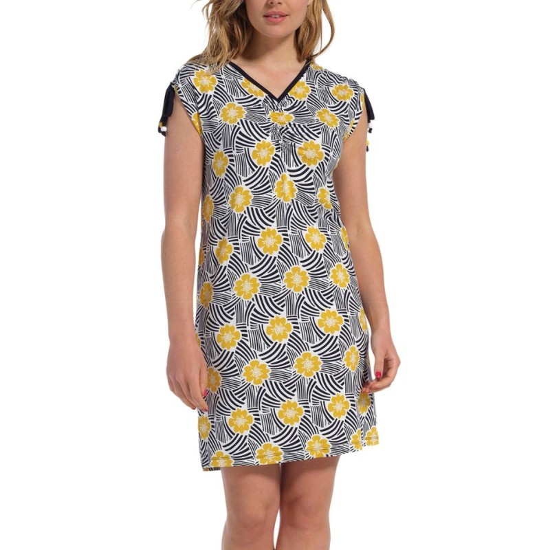 Abito floreale blu giallo Pastunette