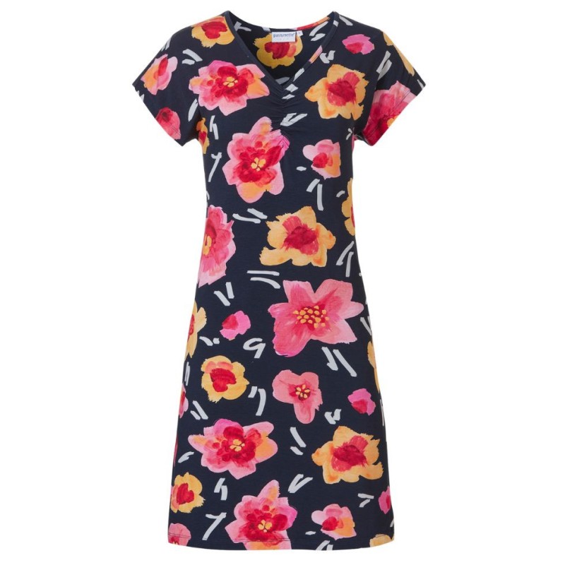 Abito fiori multicolor base blu Pastunette