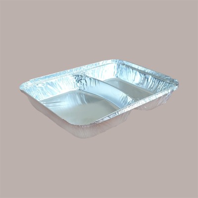 100 Contenitore Vaschetta in Alluminio Asporto 2 Scomparti R80L [e53762c0]