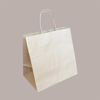 50 Pz Borsa in Carta Riciclata Natura Bio per Asporto 32+20H30 [86ed294a]