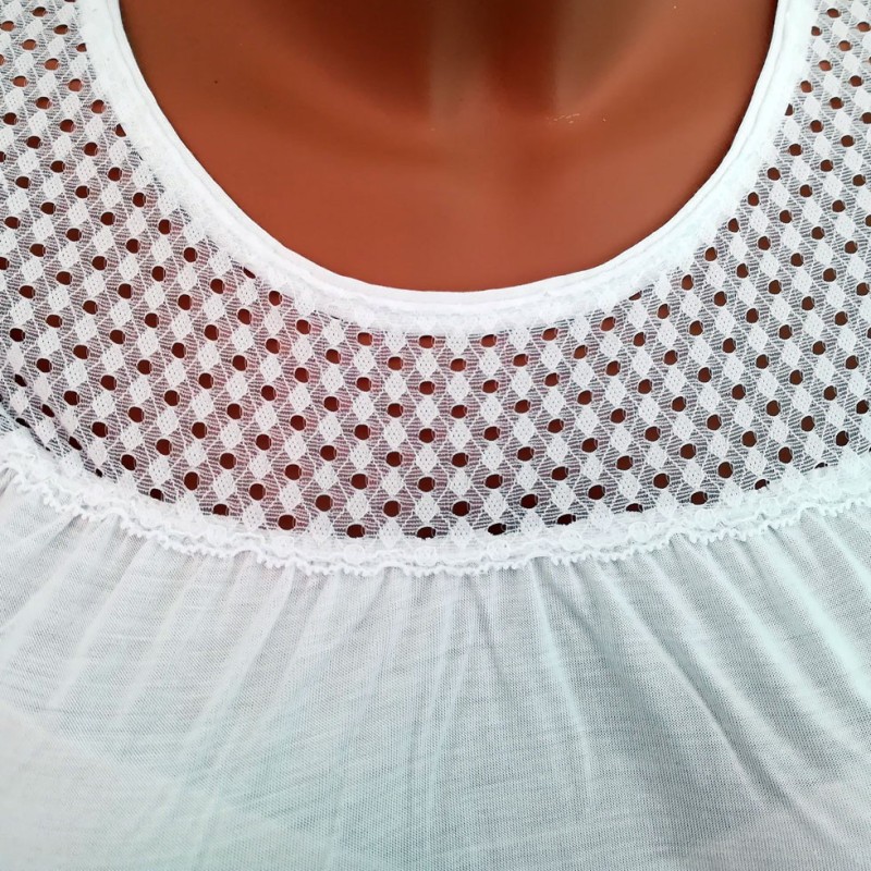 Maglietta pizzo traforato bianco Antonella