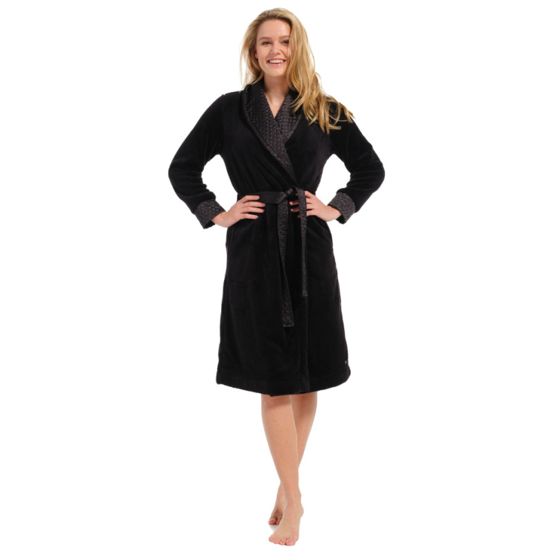 Vestaglia in ecopelliccia nera Pastunette