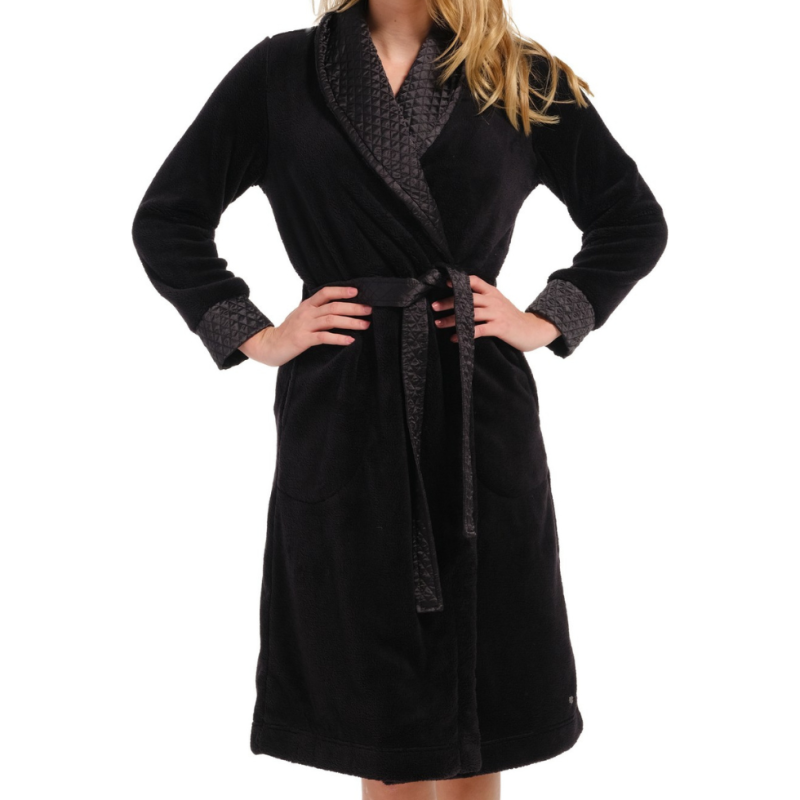 Vestaglia in ecopelliccia nera Pastunette