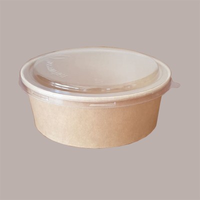 50 Pz Coppa Insalata Carta Avana BIO Coperchio 1200 Ml Dm 185 [73714ca5]