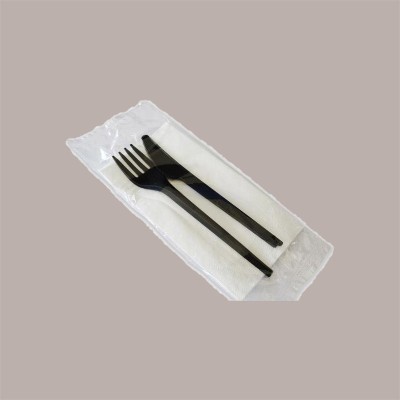 50 BIS Bio Monouso Forchetta e Coltello CPLA NERO + Tovagliolo [0a7c2adb]