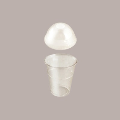 50 Pz Bicchiere PLA BIO 250cc con Coperchio Cupola con Foro [77d3e015]