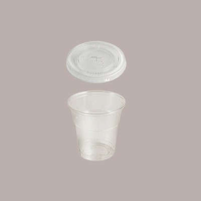 50 Pz Bicchiere PLA BIO 200cc con Coperchio Piatto Taglio Croce [1a9692da]