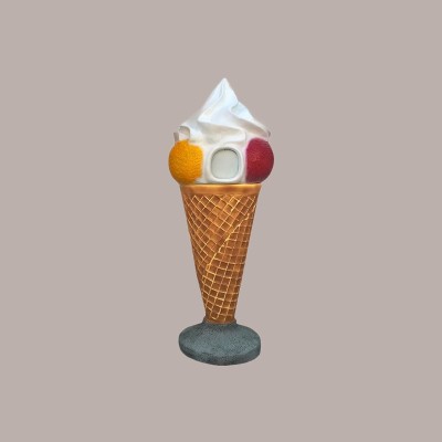Cono Gelato Gigante Getta Carte Cestino in Vetroresina Base + Testa H164cm [17039352]