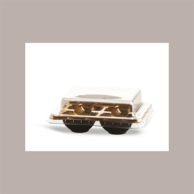 25 Pz Scatola Porta Macaron Fondo Oro Coperchio Trasparente 4 Scomparti [9d86333b]