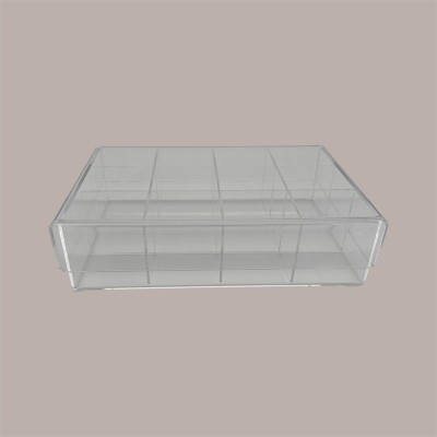 Contenitore in Plexiglass Trasparente con Coperchio a 12 Scomparti per Piccoli Alimenti 25x18 cm [a2668df2]