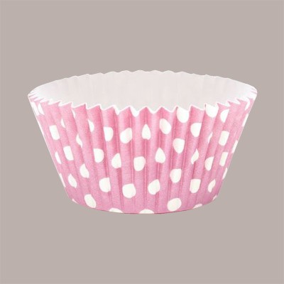 135 Pz Pirottino Rotondo per Muffin o Cupcake in Carta Forno Rosa a Pois Bianco [5820cb98]