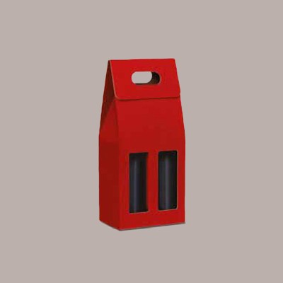 10 Pz Scatola Astuccio Porta 2 Bottiglie Olio Vino 750 ml in Cartoncino Onda Rosso 180x90H390mm [21b7bbce]