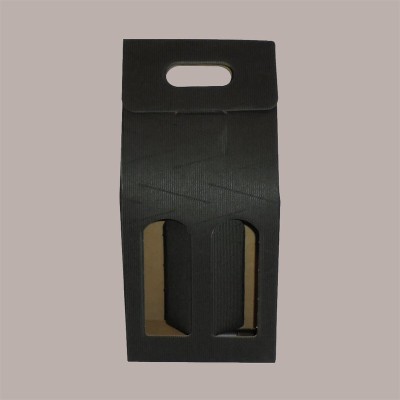 10 Pz Scatola Astuccio Porta 2 Bottiglie Olio Vino 750 ml in Cartoncino Onda Nero 180x90H390mm [2eb2bab4]