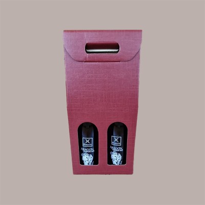 10 Pz Scatola Astuccio Porta 2 Bottiglie 750 ml Champagne in Cartoncino grafica Seta Bordeaux 200x100H385mm [14567589]