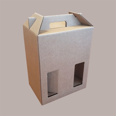 5 Pz Scatola Astuccio Porta 6 Bottiglie 750 ml in Cartoncino Ondulato Avana 27x18H40cm [32e12796]