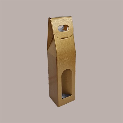 10 Pz Scatola Astuccio Porta 1 Bottiglia 750 ml Olio Vino in Cartoncino grafica Skin Oro con Finestra 90x90H385mm [7aa314a3]
