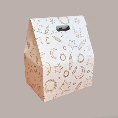 5 Pz Scatola per Confezione Regalo Porta Panettone Bottiglia Valigetta Baulotto in Carta Grafica White 330x250H390mm [3d9d63f7]