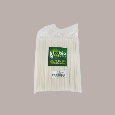 300 Pz Cannuccia Dritte Bianca PLA Biodegradabili Eco Dm6 H21 [a1f5128e]